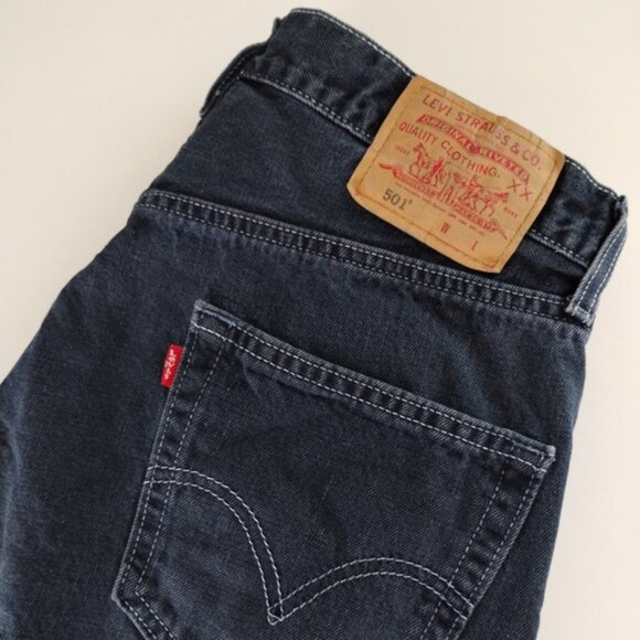 Levi's 501 Jeans Men's Size 34 (32x32) Blue Button Fly Straight Mexico Vintage - Picture 2 of 5